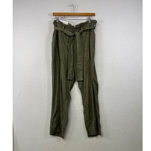 Social Standard Sanctuary Melody Paperbag Pant Women L Olive Green Tencel NEW